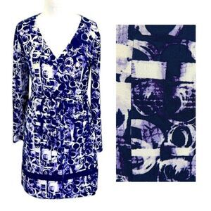 Simply Vera Faux Wrap Dress Size Large Long Sleeve Purple